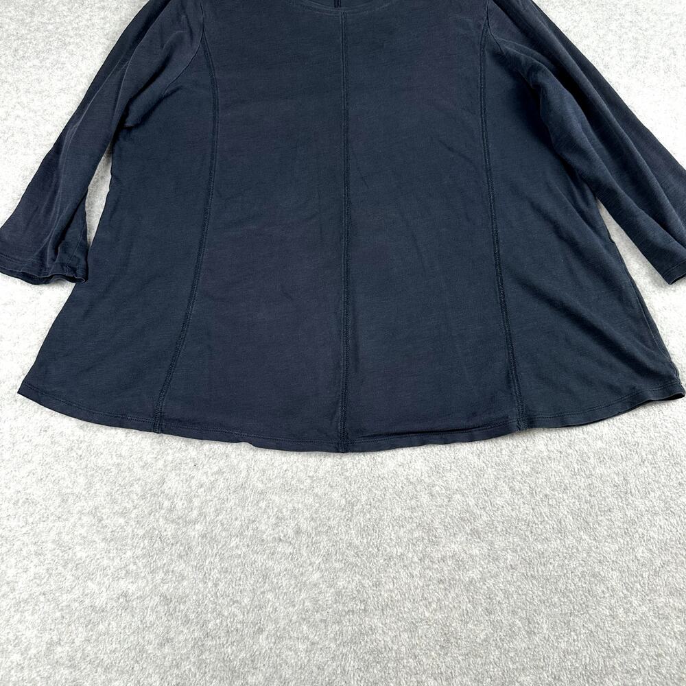 J. Jill Slub Knit Shirt Size L Black 3/4 Sleeve Casual A-Line Top Prima Cotton - Picture 4 of 12